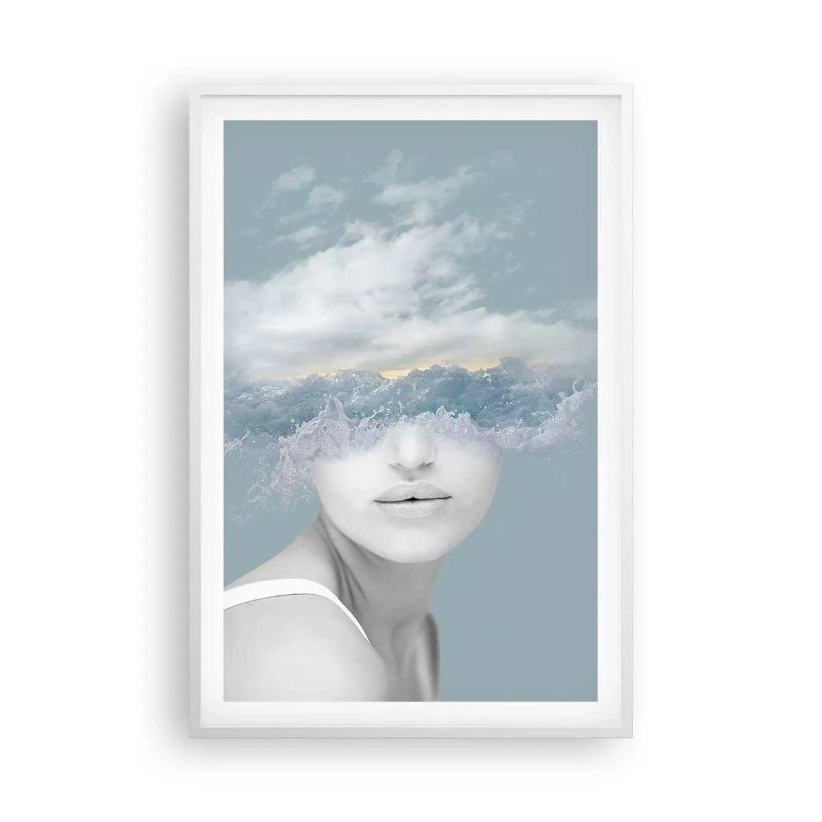 Plakat w białej ramie - Z głową w chmurach - 61x91 cm
