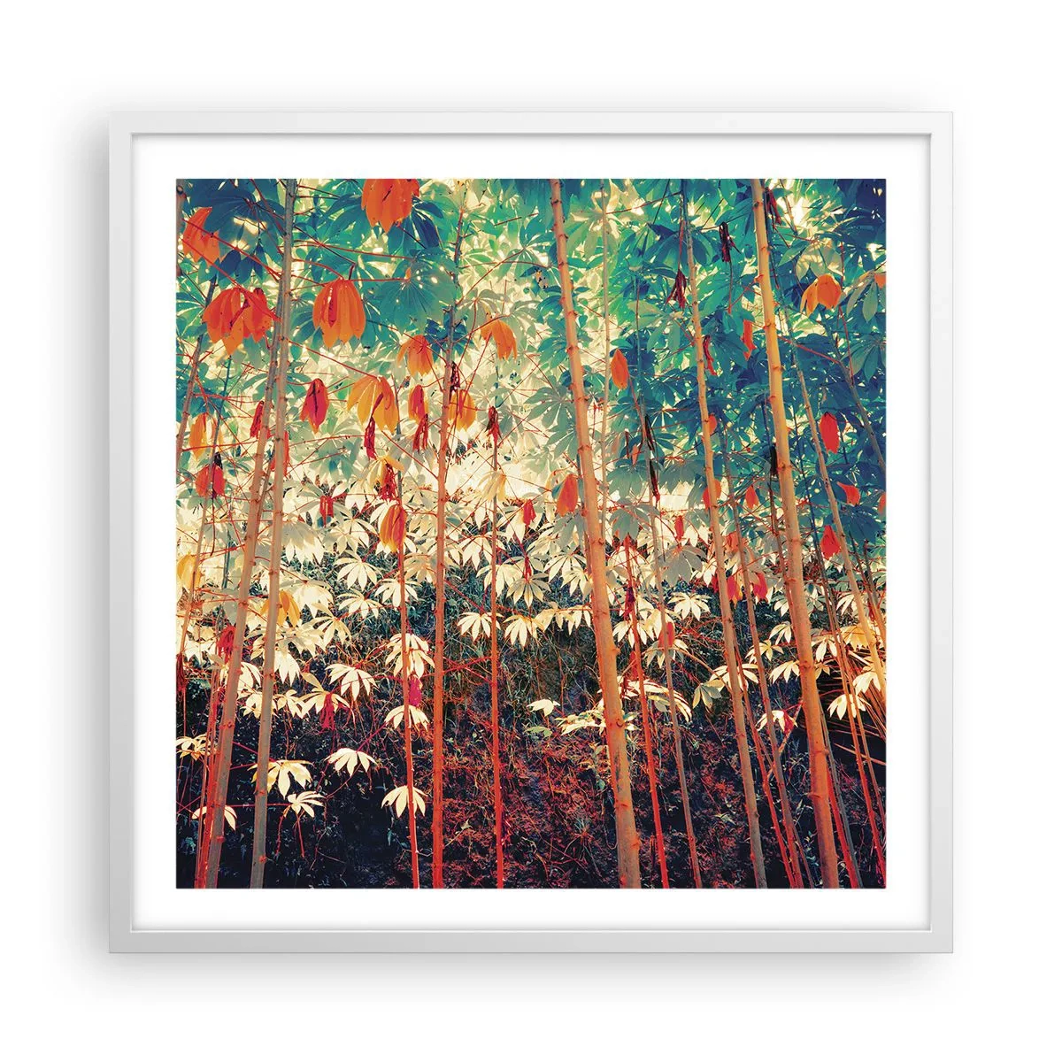 Plakat w białej ramie - Tajemne życie liści - 60x60 cm