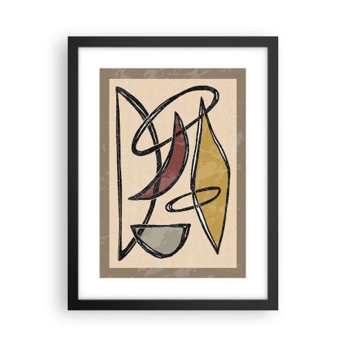 Plakat w czarnej ramie - Kompozycja – łuki i owale - 30x40 cm