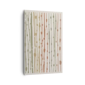 Obraz na płótnie - Wzór linii w ciepłych odcieniach na jasnym tle - 80x120cm - Muzyczny zapis barw - Nowoczesna dekoracja ścienna do salonu i sypialni ARTTOR