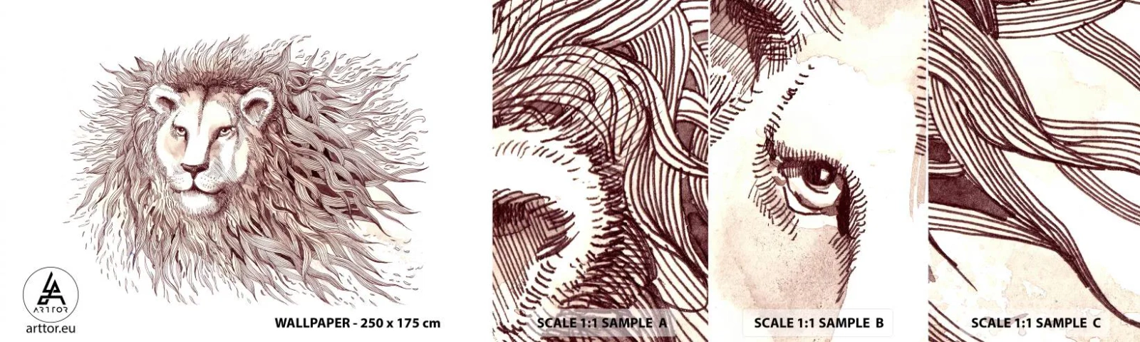 Fototapeta Próbka Standard Eco - Płomienny władca - Zwierzęta, Lew, Abstrakcja - 100x30 cm