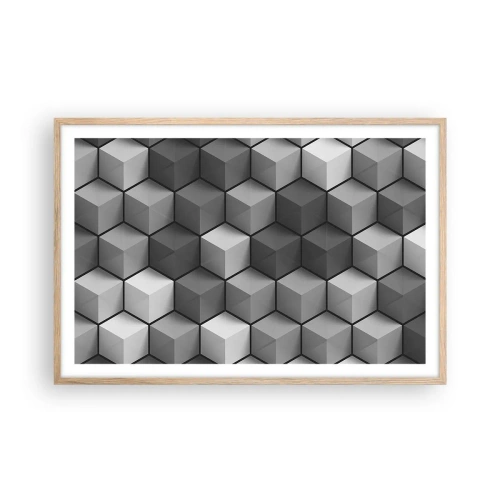 Plakat w ramie jasny dąb - Kubistyczna układanka - 91x61 cm