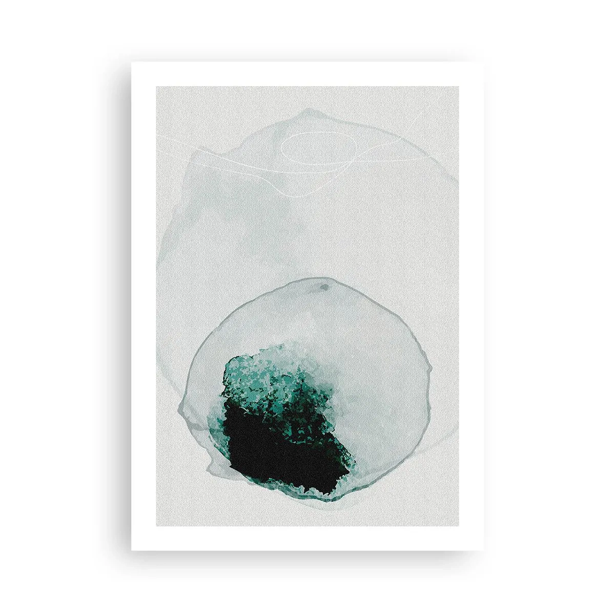 Plakat - Abstrakcyjna forma organiczna w odcieniach zieleni - 50x70cm - W kropli wody - Nowoczesna dekoracja ścienna do salonu, kuchni i sypialni ARTTOR