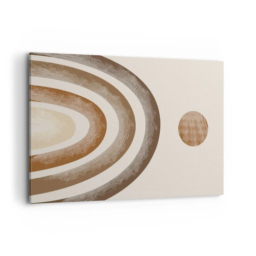 Obraz na płótnie - Geometryczny motyw planetarny w odcieniach brązu - 120x80cm - W odległej galaktyce - Nowoczesna dekoracja ścienna do salonu, kuchni i sypialni ARTTOR