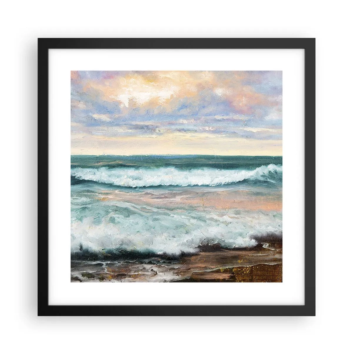 Plakat w czarnej ramie - Tutaj wygładzisz duszę - 40x40 cm