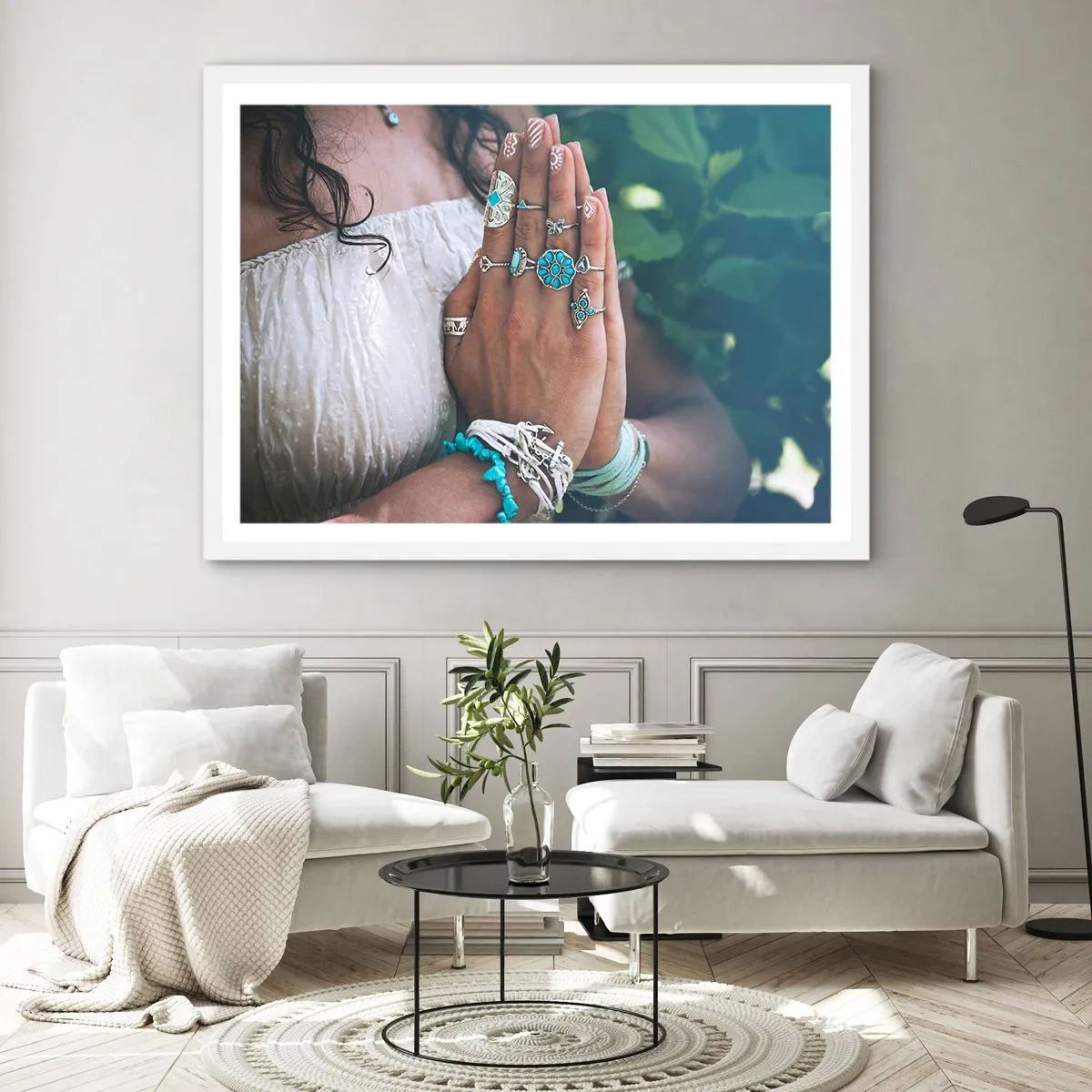 Plakat w białej ramie - Witaj w centrum bytu - 50x40 cm