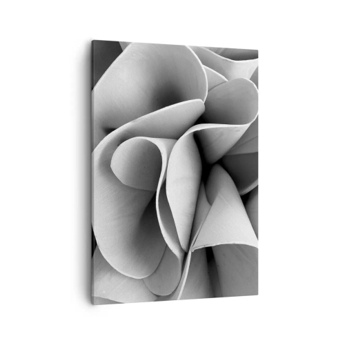 Obraz na płótnie - Czarno-biały abstrakcyjny kwiat w zbliżeniu - 50x70cm - Dzieje się w przestrzeni - Nowoczesna dekoracja ścienna do salonu, kuchni i sypialni ARTTOR