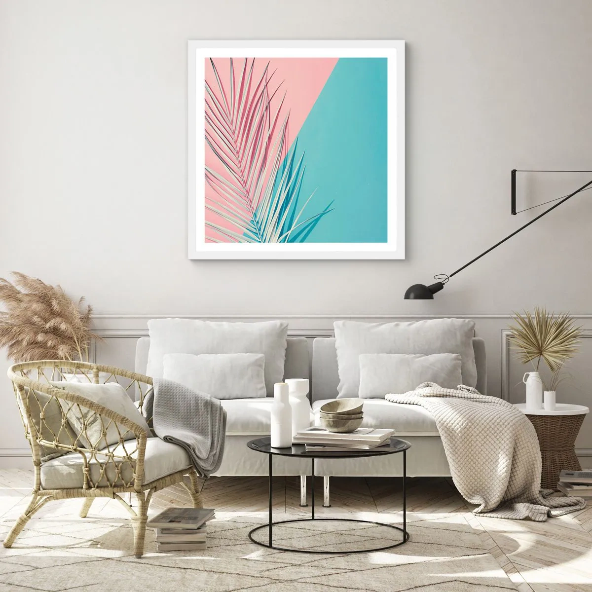 Plakat w białej ramie - Tropikalna impresja - 40x40 cm