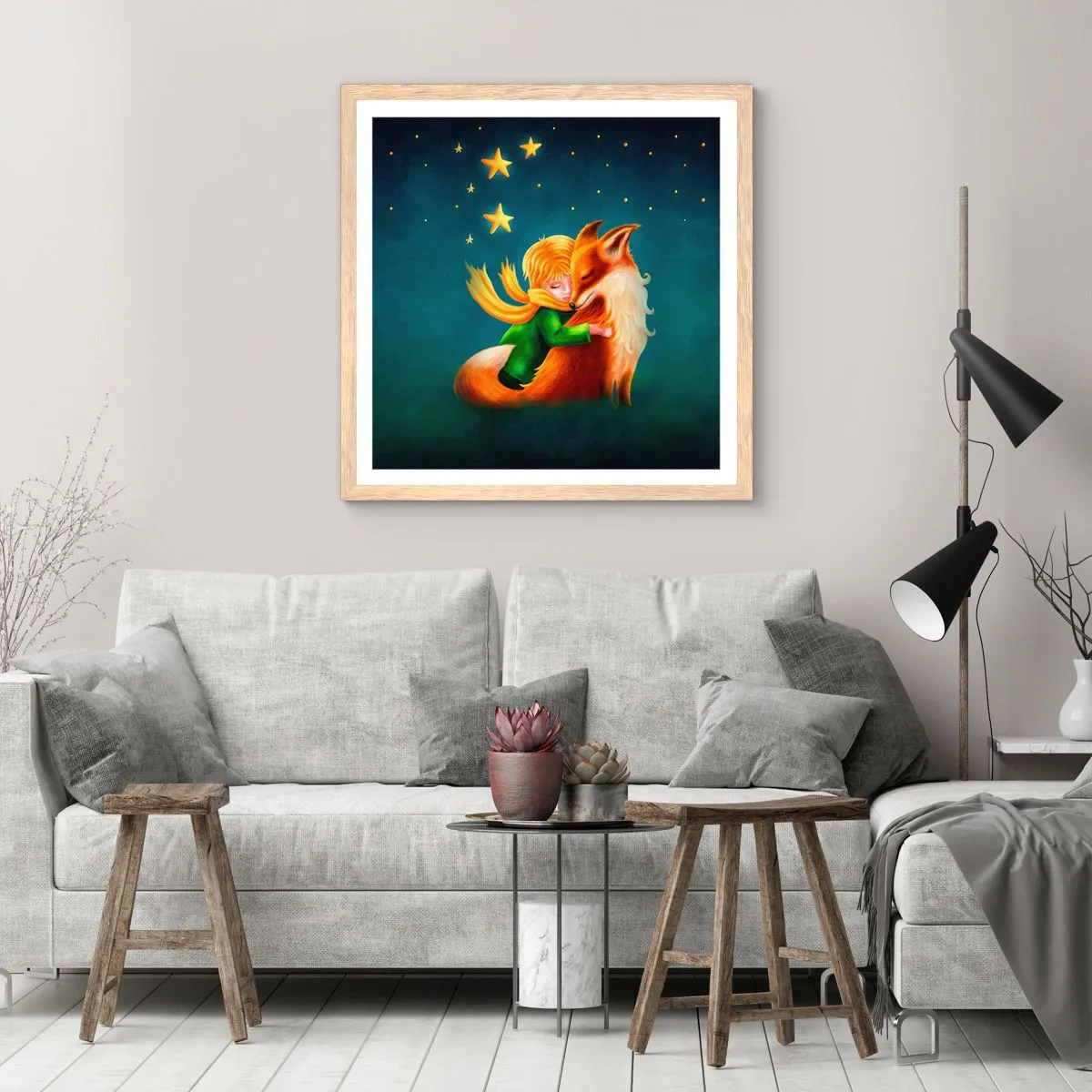 Plakat w ramie jasny dąb - Mały Książę - 60x60 cm