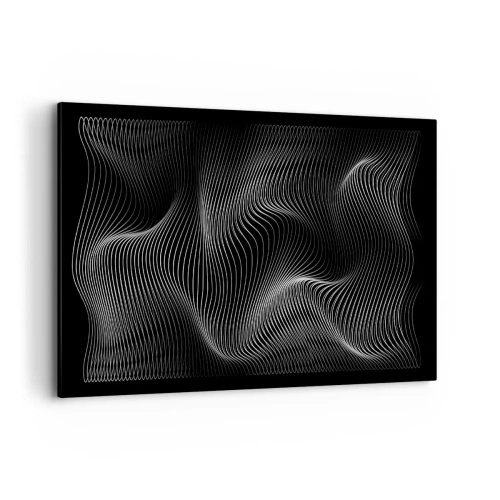 Obraz na płótnie - Abstrakcyjne białe linie na czarnym tle - 120x80cm - Taniec światła w przestrzeni - Nowoczesna dekoracja ścienna do salonu, kuchni i sypialni ARTTOR