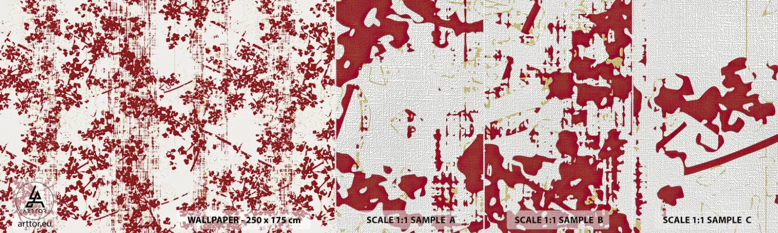 Fototapeta Próbka Premium Canvas - Jak dawny perkalik - Postarzany, Wzór, Kwiatki - 100x30 cm