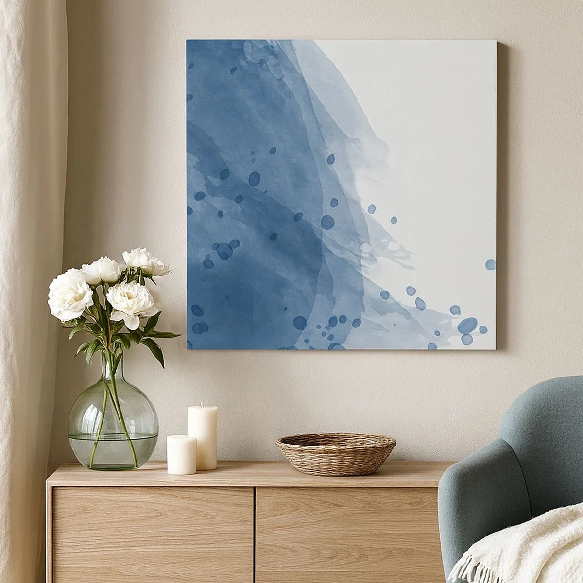 Obraz na płótnie - Niebieski tiul - 30x30 cm