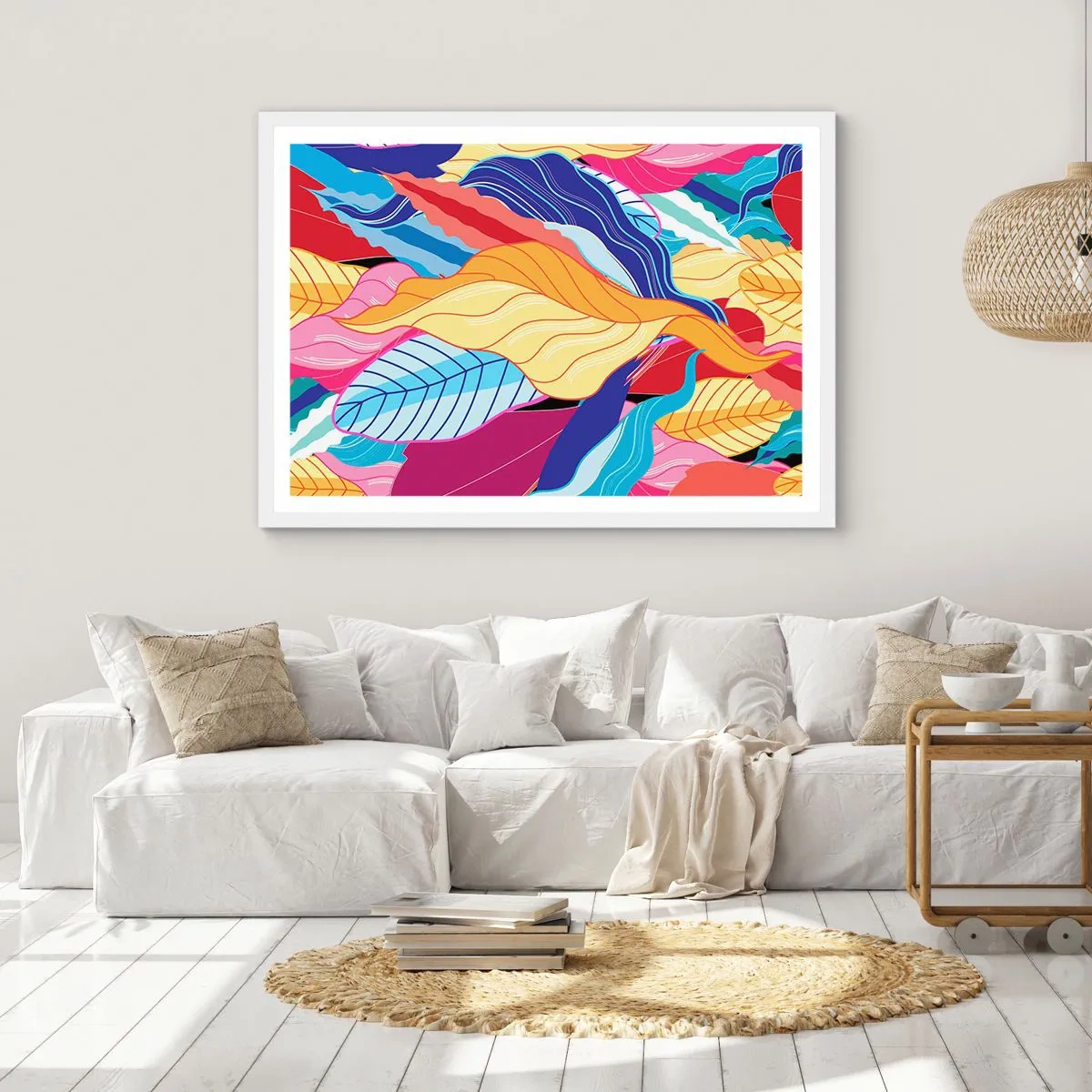 Plakat w białej ramie - Kolorowy bałagan - 91x61 cm