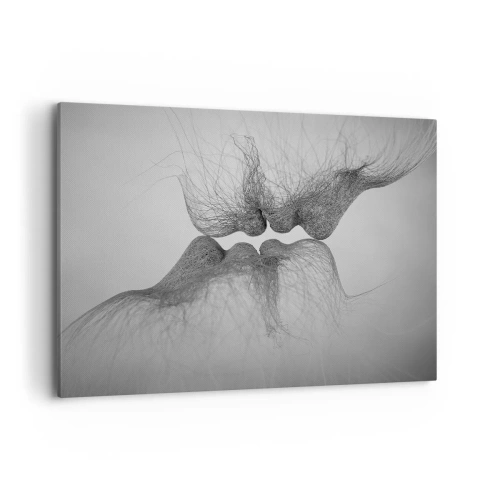 Obraz na płótnie - Abstrakcyjny pocałunek przedstawiony w eterycznej formie - 120x80cm - Pocałunek wiatru - Nowoczesna dekoracja ścienna do salonu, kuchni i sypialni ARTTOR