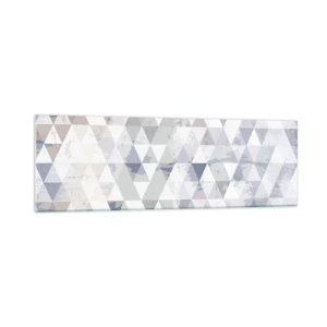 Obraz na szkle - Geometryczny wzór z trójkątów w pastelowych odcieniach - 160x50cm - W rytmie na trzy - Nowoczesna dekoracja ścienna do salonu i sypialni ARTTOR