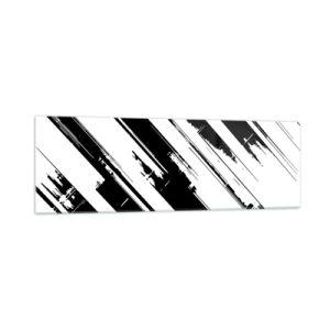 Obraz na szkle - Czarno-białe linie i geometryczne wzory w nowoczesnym stylu - 160x50cm - Kompozycja intensywna i dynamiczna - Nowoczesna dekoracja ścienna do salonu i sypialni ARTTOR