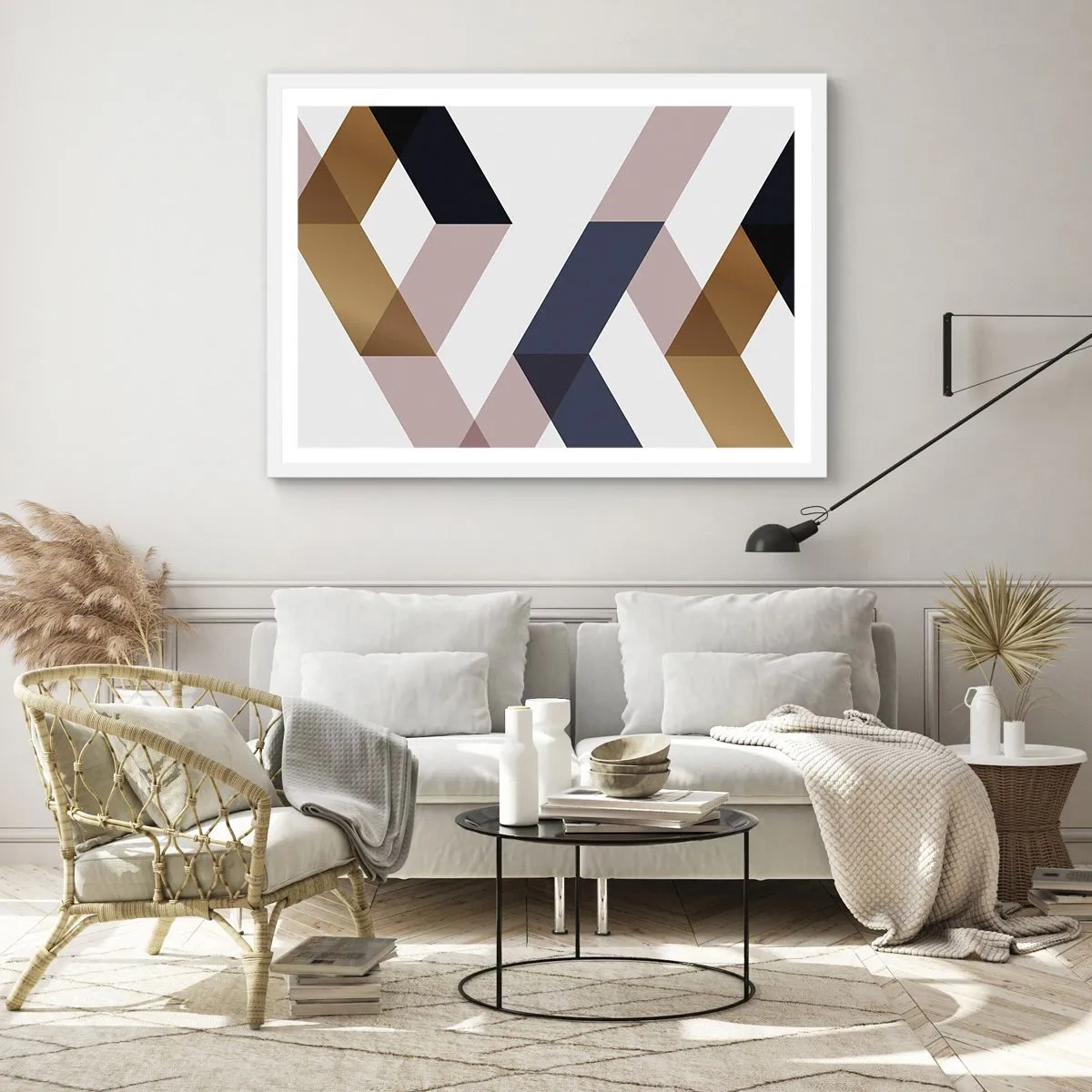 Plakat w białej ramie - Płaszczyzny i kąty - 50x40 cm