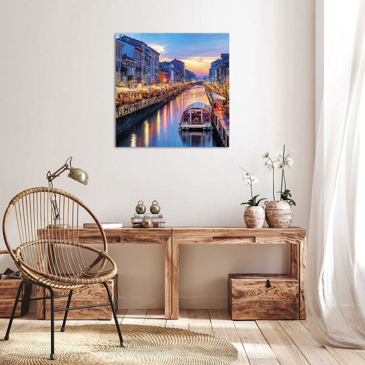 Obraz na płótnie - Wieczór światła i zabawy - 70x70 cm