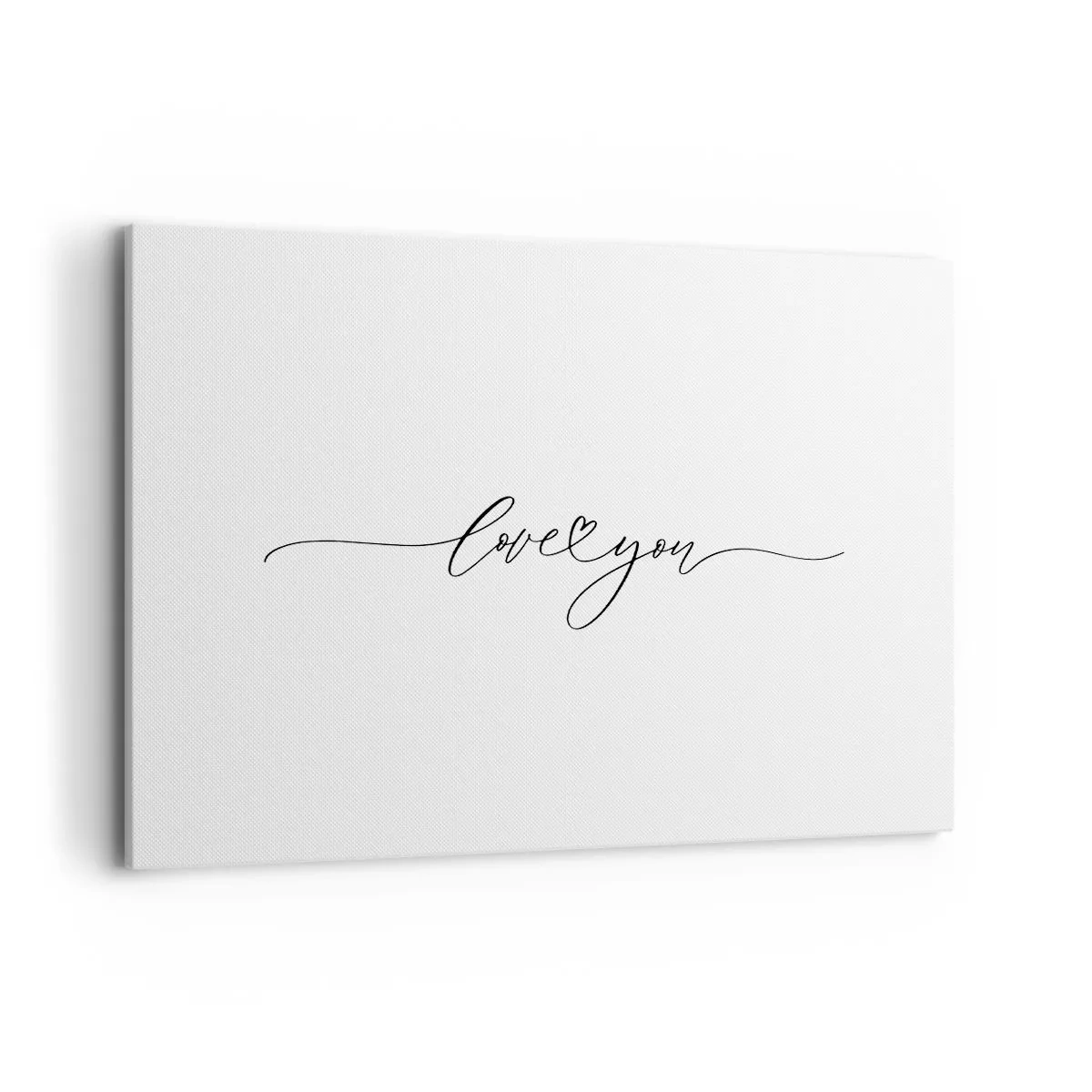 Obraz na płótnie - Napis love you w eleganckiej czcionce - 120x80cm - Czarno na białym - Nowoczesna dekoracja ścienna do salonu, kuchni i sypialni ARTTOR