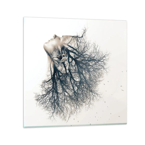 Obraz na szkle - Zasłuchana w szept drzewa - 30x30 cm