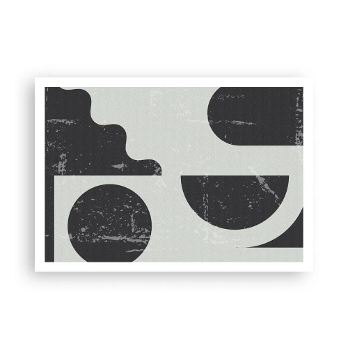 Plakat - Geometryczne wzory w odcieniach czerni i szarości - 100x70cm - Kompozycja ponad i pod - Nowoczesna dekoracja ścienna do salonu i sypialni ARTTOR