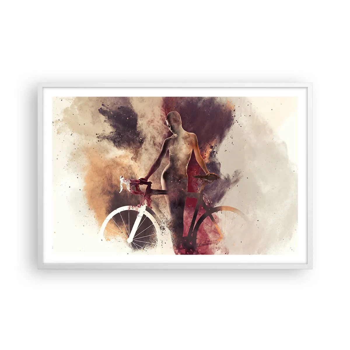Plakat w białej ramie - W marmurowych kształtach rowerowa dusza - 91x61 cm