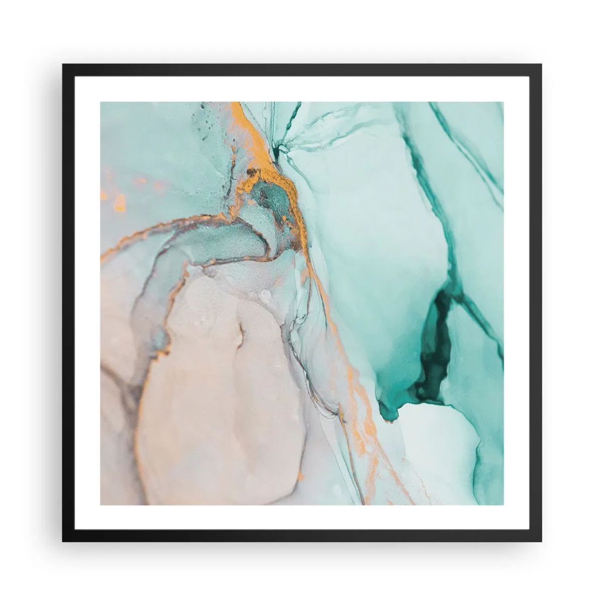 Plakat w czarnej ramie - Taniec kształtów i barw - 60x60 cm