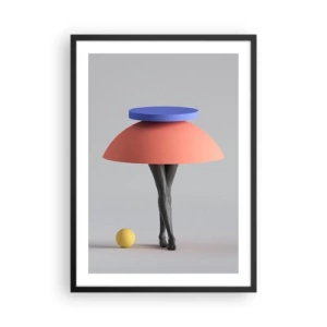 Plakat w czarnej ramie - Surrealistyczna postać z geometrycznymi kształtami - 50x70cm - Kompozycja surrealistyczna - Nowoczesna dekoracja ścienna do salonu i sypialni ARTTOR