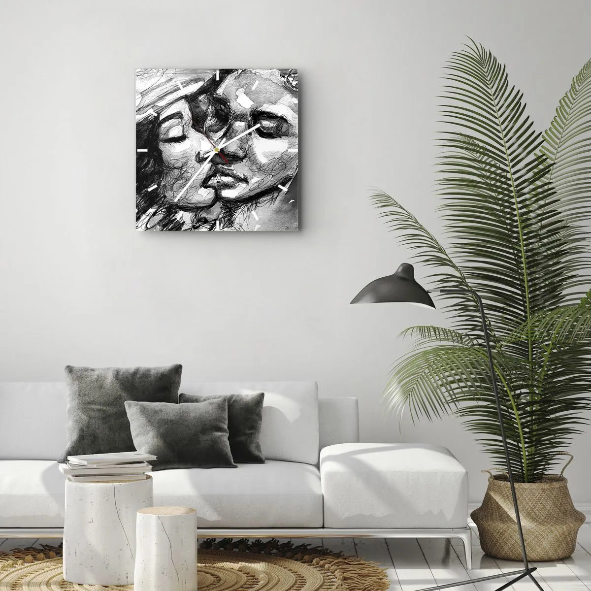 Zegar ścienny - Czuła chwila - 40x40 cm