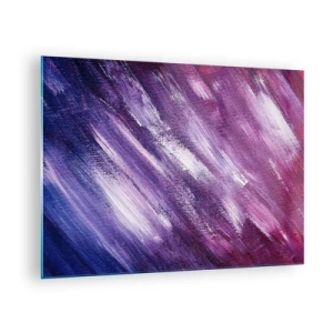 Obraz na szkle - Abstrakcyjny obraz w odcieniach fioletu i bieli - 70x50cm - Gdy wieje słoneczny wiatr - Nowoczesna dekoracja ścienna do salonu i sypialni ARTTOR
