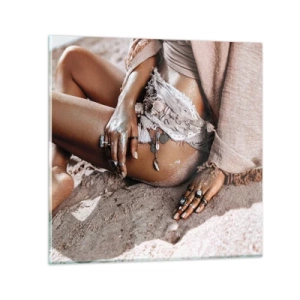 Obraz na szkle - Wyrzucona przez fale? - 50x50 cm