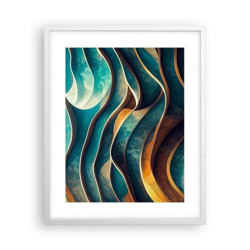 Plakat w białej ramie - Meandry błękitu - 40x50 cm