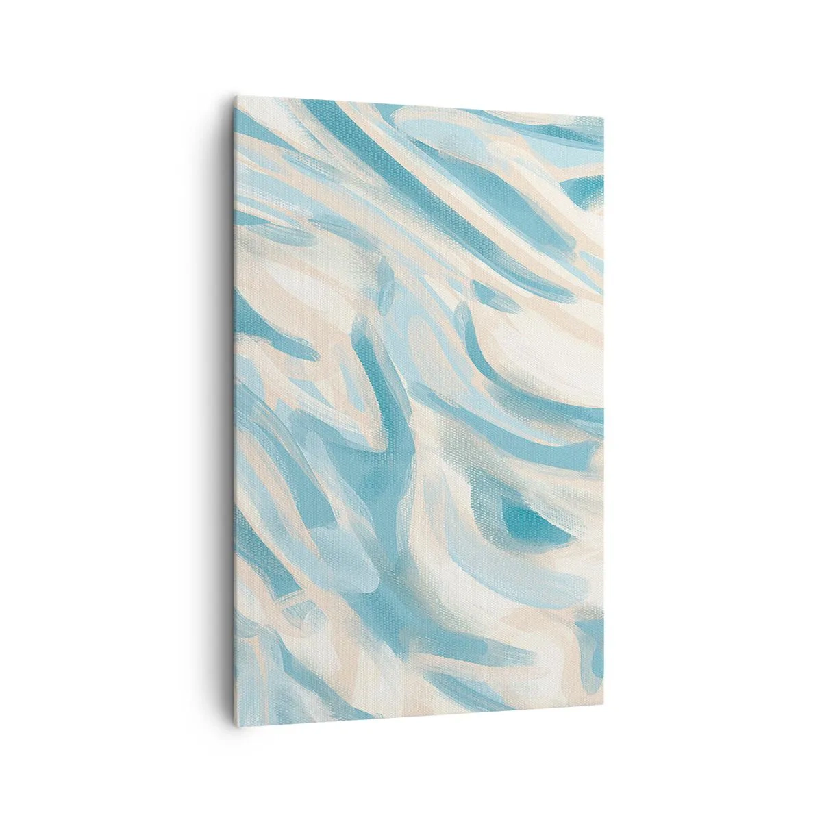 Obraz na płótnie - Abstrakcyjne błękitne smugi na jasnym tle - 80x120cm - Wiosenne powiewy - Nowoczesna dekoracja ścienna do salonu i sypialni ARTTOR