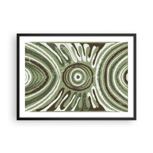 Plakat w czarnej ramie - Abstrakcyjne wzory w odcieniach zieleni i brązu - 70x50cm - Eksplozja emocji - Nowoczesna dekoracja ścienna do salonu i sypialni ARTTOR