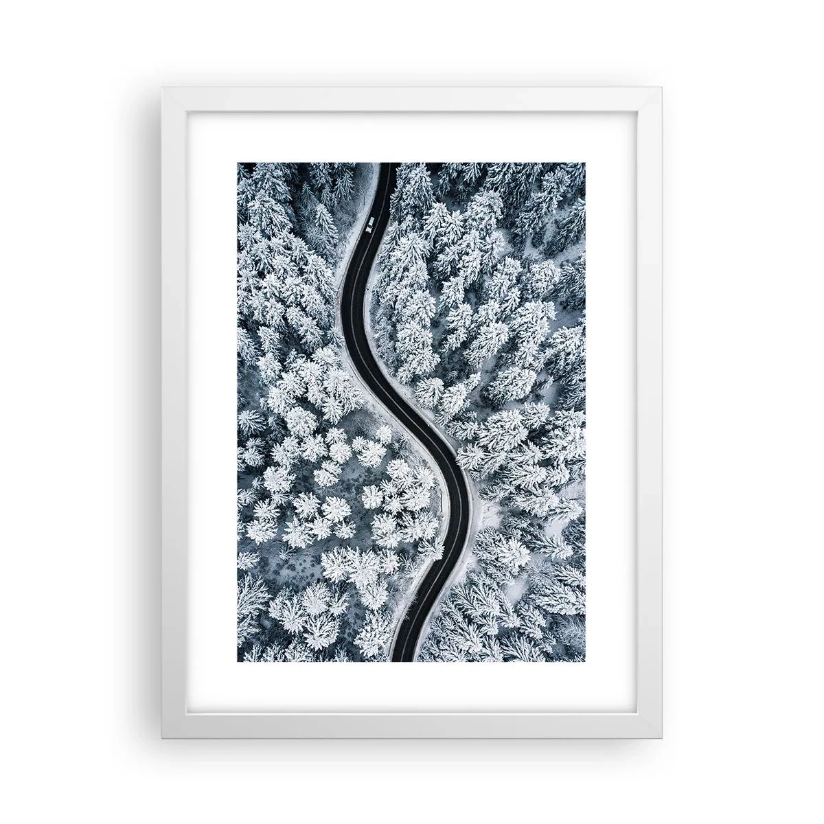 Plakat w białej ramie - Przez zimowy las - 30x40 cm