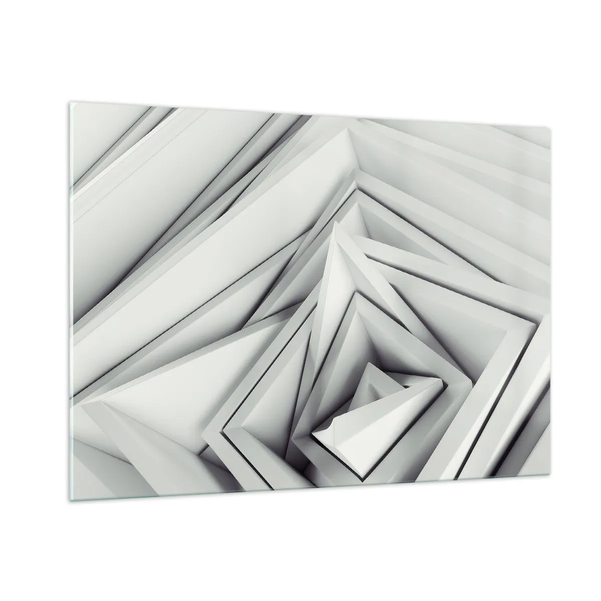 Obraz na szkle - Trójwymiarowe geometryczne formy w odcieniach szarości - 100x70cm - Ostrych kątów pąkowie - Nowoczesna dekoracja ścienna do salonu, kuchni i sypialni ARTTOR