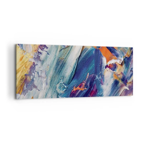 Obraz na płótnie - Kolorowa abstrakcja z fakturą farby akrylowej - 120x50cm - Zamęt koloru - Nowoczesna dekoracja ścienna do salonu i sypialni ARTTOR