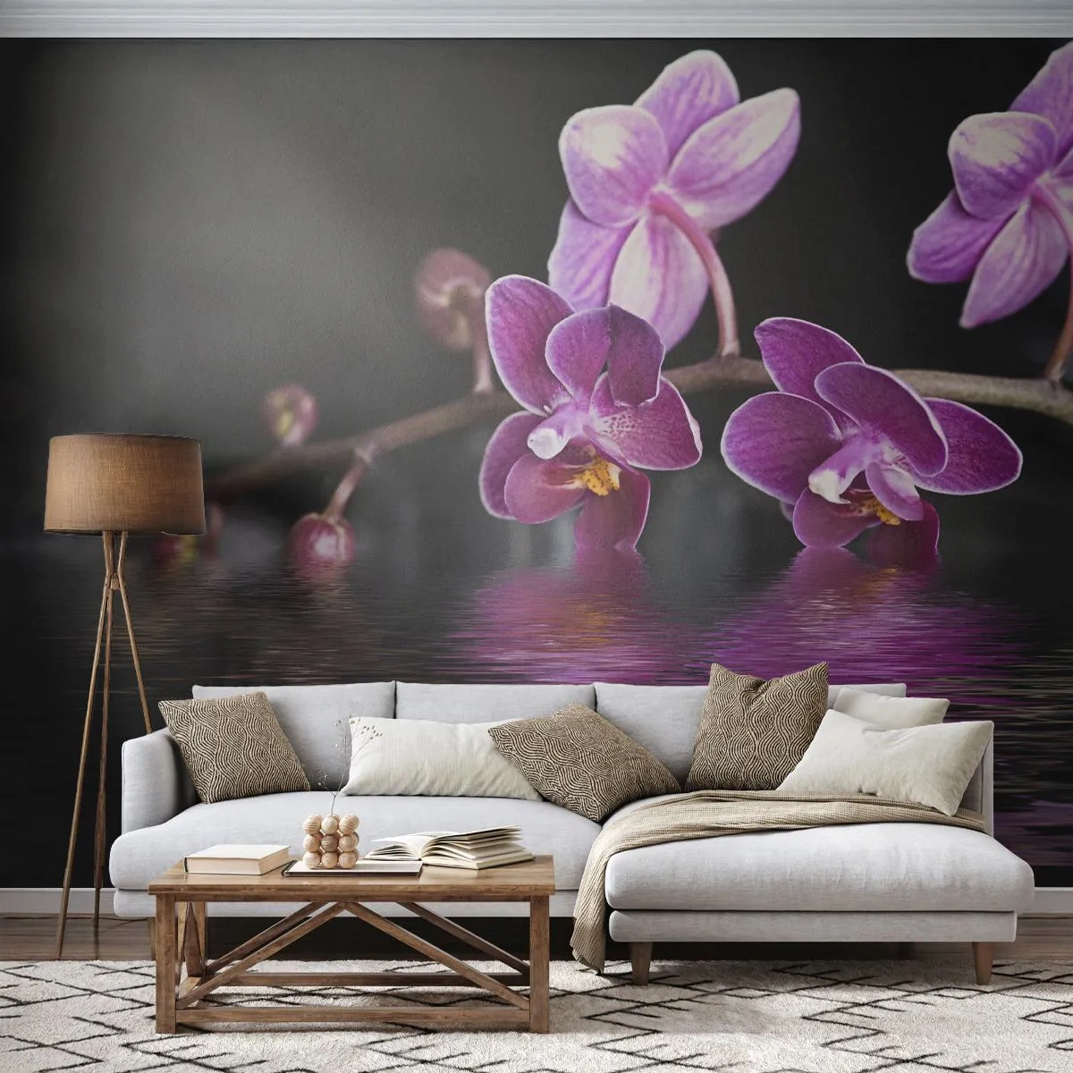Fototapeta Premium Sand - Liliowe odbicie piękna - Kwiaty, Orchidea, Natura - 400x280 cm