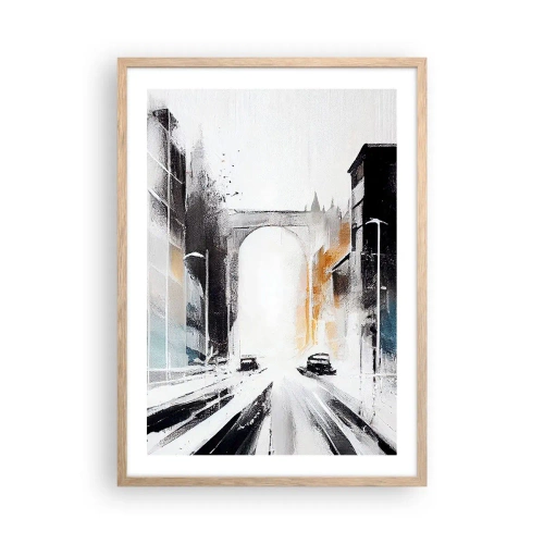 Plakat w ramie jasny dąb - Studium miasta: architektura i ruch - 50x70 cm