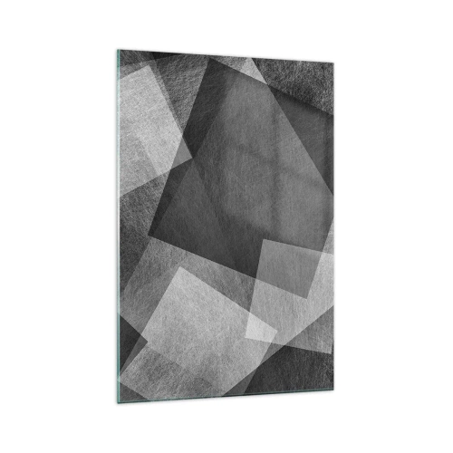 Obraz na szkle - Czarno-biała abstrakcja z geometrycznymi kształtami - 70x100cm - Odwieczny symbol trwałości i porządku - Nowoczesna dekoracja ścienna do salonu i sypialni ARTTOR