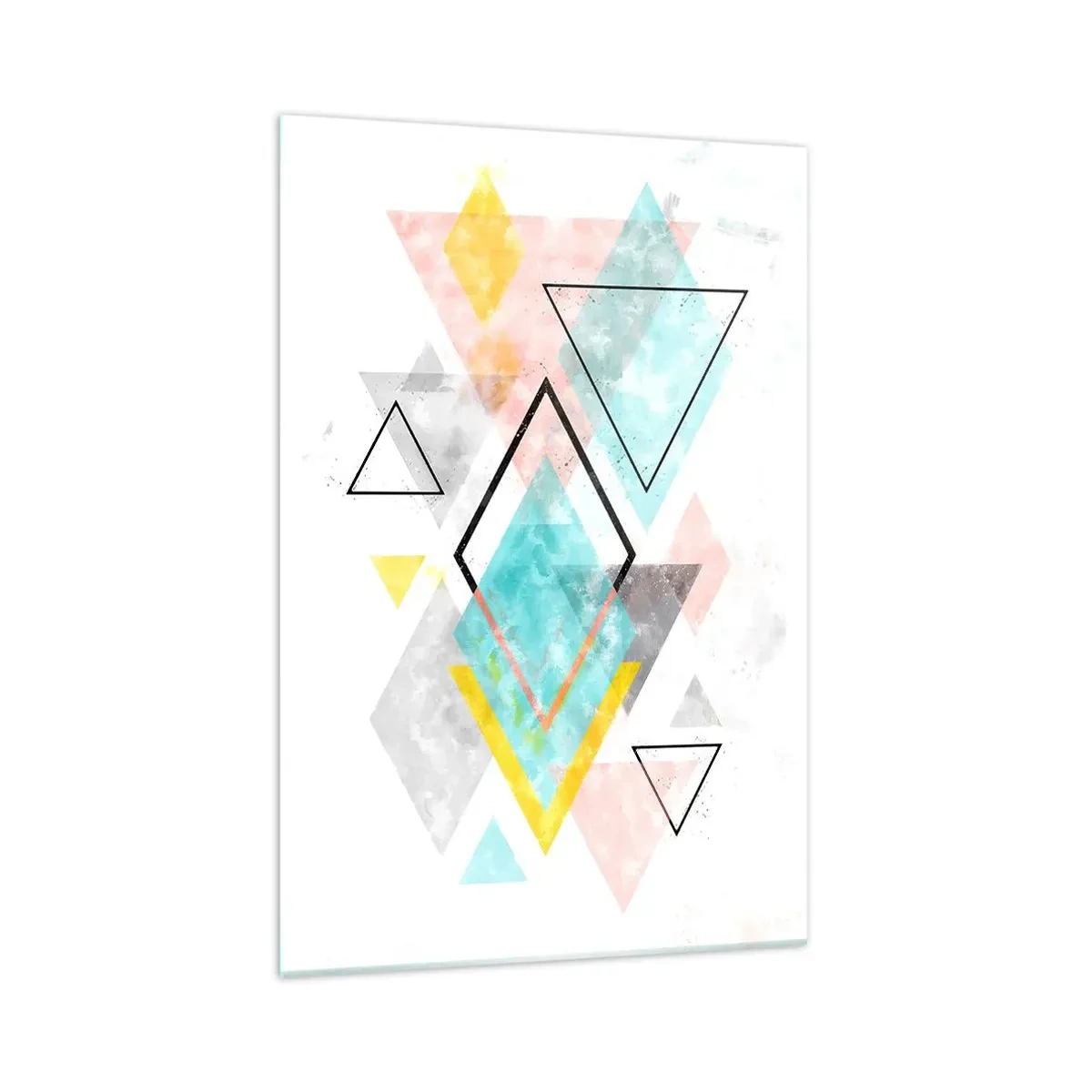 Obraz na szkle - Kolorowe geometryczne wzory na białym tle - 70x100cm - Igraszka geometryczna - Nowoczesna dekoracja ścienna do salonu i sypialni ARTTOR