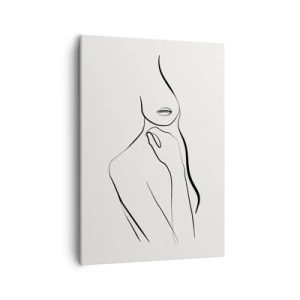 Obraz na płótnie - Minimalistyczna linia przedstawiająca kobiecą sylwetkę na jasnym tle - 50x70cm - Fala melancholii - Nowoczesna dekoracja ścienna do salonu, kuchni i sypialni ARTTOR