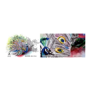 Fototapeta Próbka Premium Canvas - Z dumą przeciw szarości  - Ptak, Paw, Pióra - 100x30 cm