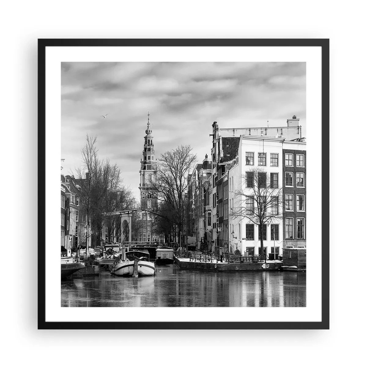 Plakat w czarnej ramie - Amsterdamskie klimaty - 60x60 cm