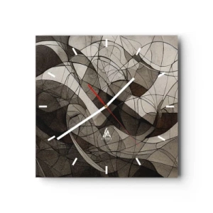 Zegar ścienny - Abstrakcyjny wzór w brązowych i ziemistych tonach - 30x30cm - Cyrkulacja barw ziemi - Nowoczesna dekoracja ścienna do salonu i sypialni ARTTOR