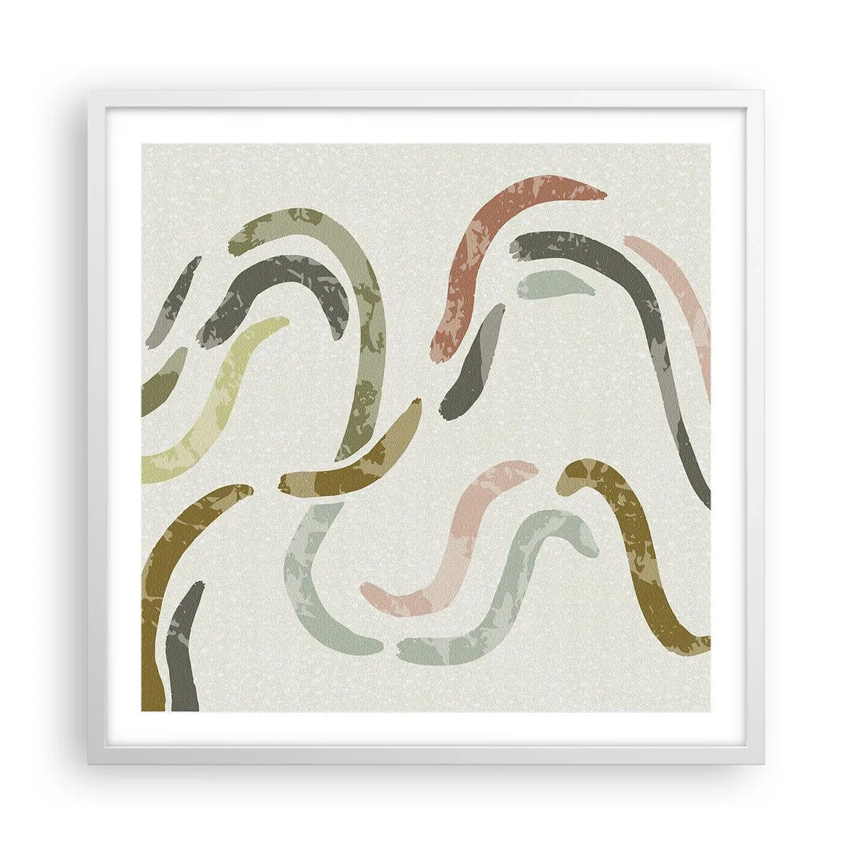 Plakat w białej ramie - Radosny taniec abstrakcji - 60x60 cm