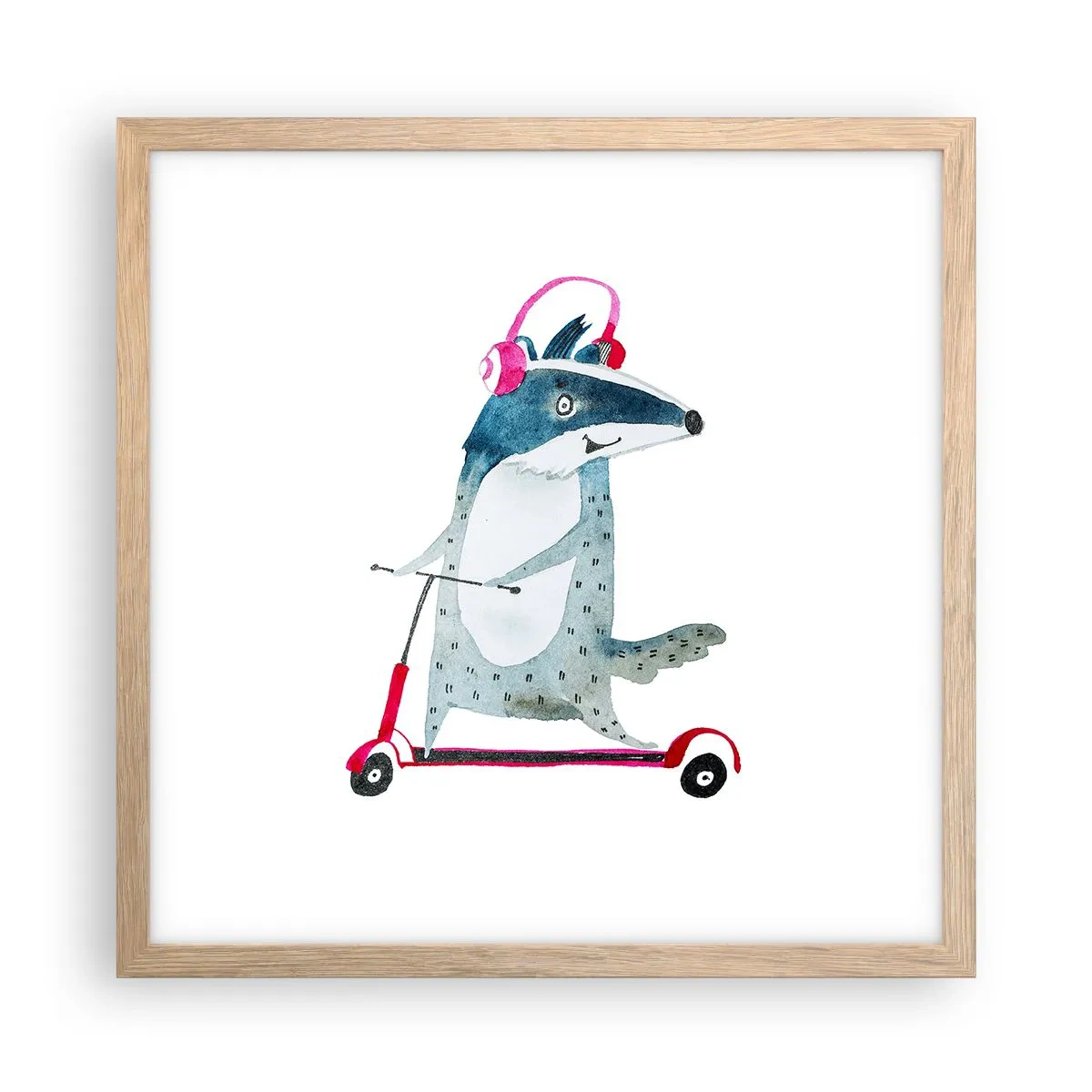 Plakat w ramie jasny dąb - Borsucze radości - 40x40 cm