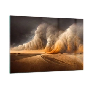 Obraz na szkle - Burza piaskowa nad pustynią w dramatycznym świetle - 120x80cm - Gniew pustyni - Nowoczesna dekoracja ścienna do salonu, kuchni i sypialni ARTTOR