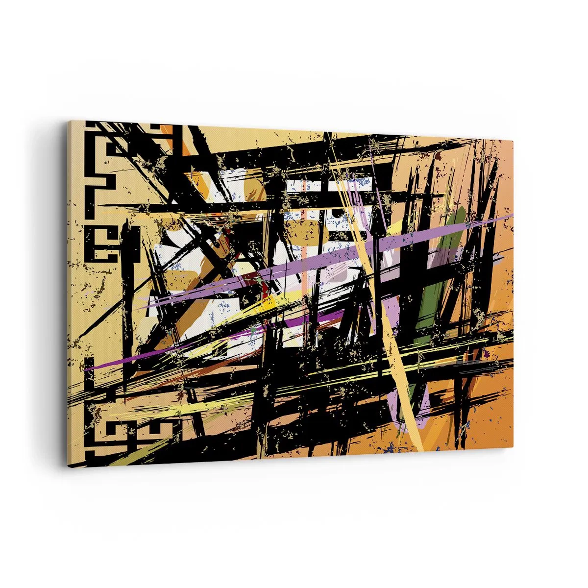 Obraz na płótnie - Abstrakcyjne linie i kształty na tle w odcieniach beżu - 120x80cm - Ostre cięcie - Nowoczesna dekoracja ścienna do salonu, kuchni i sypialni ARTTOR