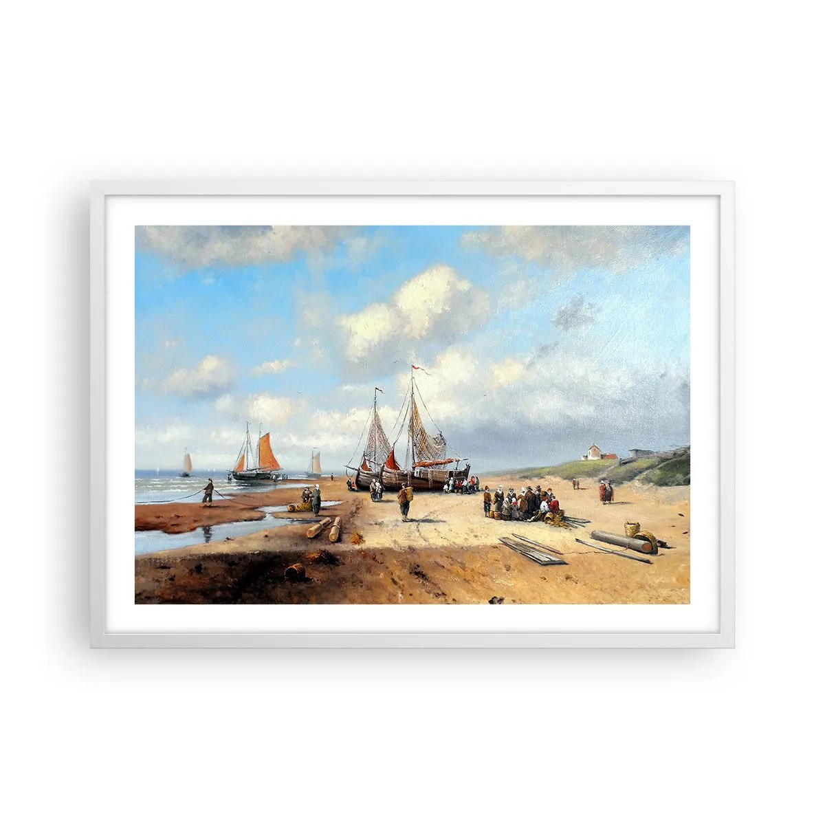 Plakat w białej ramie - Po udanym połowie - 70x50 cm